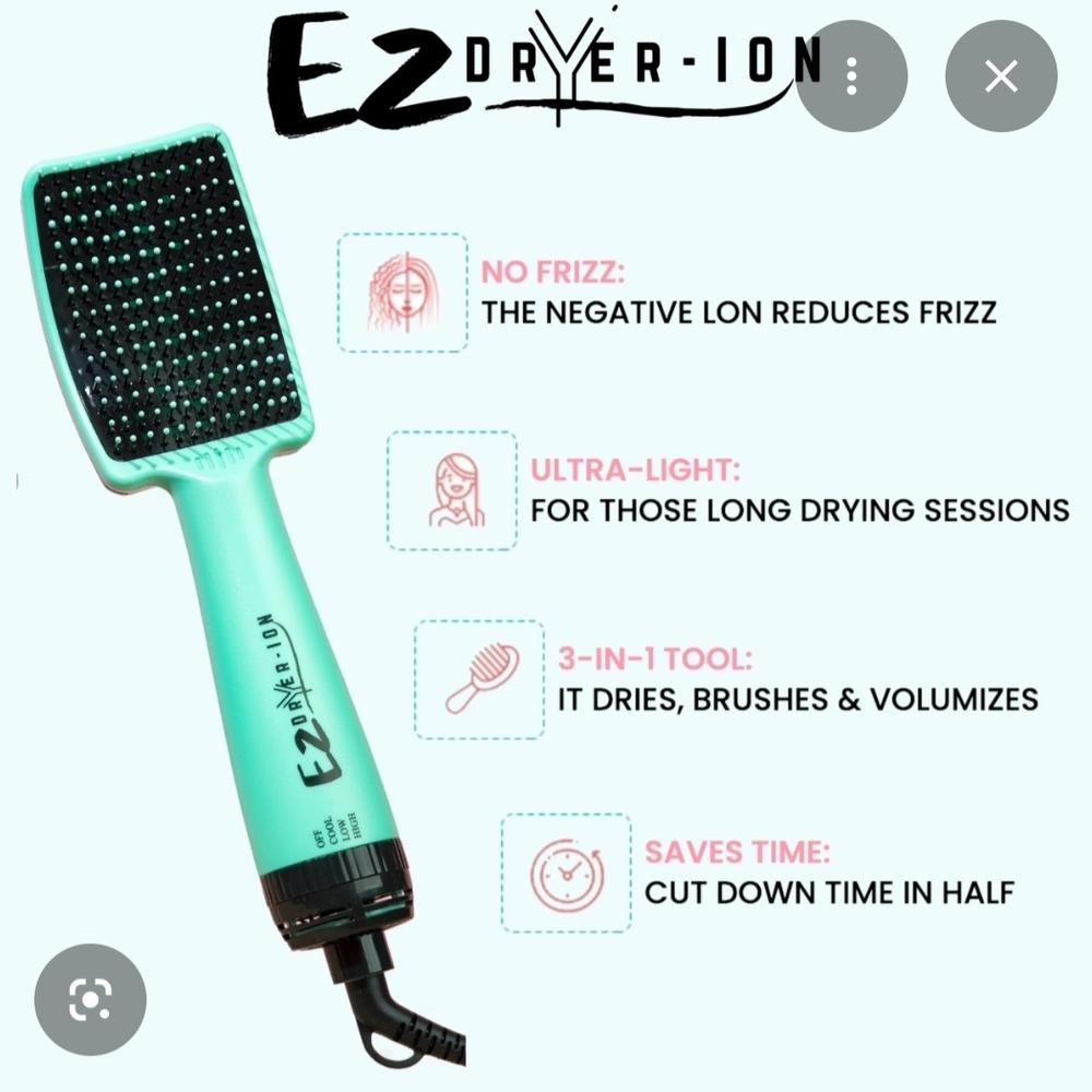 EZ Dryer-Ion Mint Paddle Hair Brush Dryer